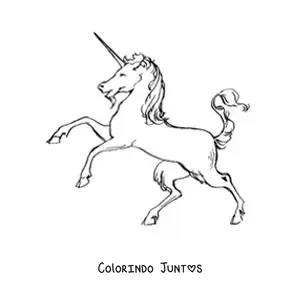 Desenho para colorir de um unicórnio em duas patas