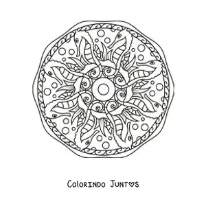 Desenho para colorir de mandala de cavalos-marinhos