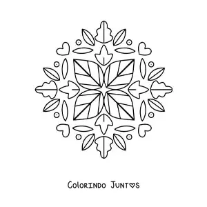 Desenho para colorir de mandala com folhas de outono