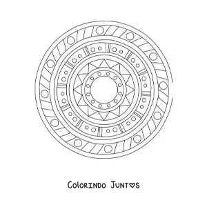 Desenho para colorir de mandala de flores e folhas