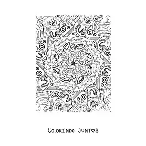 Desenho para colorir de mandala de folhas estilo Zentangle