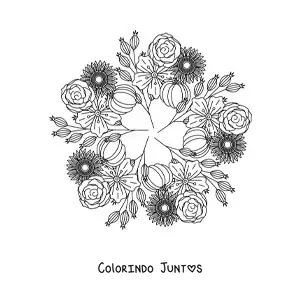 Desenho para colorir de mandala de flores