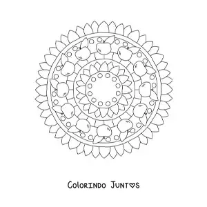 Desenho para colorir de mandala de maçãs