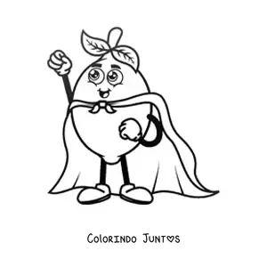 Desenho para colorir de um limão animado vestido de super-herói