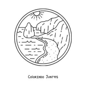 Desenho para colorir de paisagem da costa