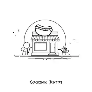 Desenho para colorir de barraca de cachorros-quentes