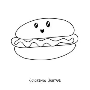 Desenho para colorir de cachorro-quente kawaii
