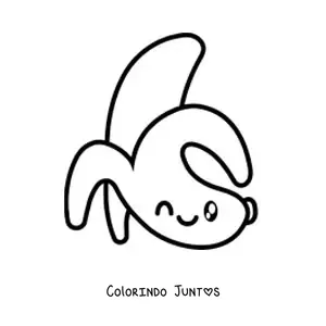 Desenho para colorir de uma banana kawaii piscando um olho