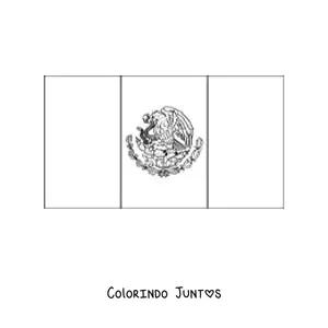 Desenho para colorir da bandeira do Mexico horizontal com brasao