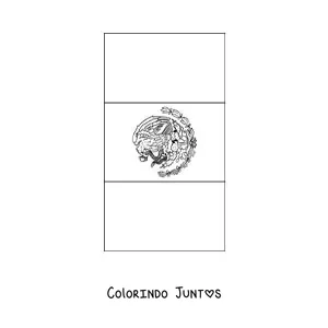 Desenho para colorir da bandeira do Mexico vertical com brasao