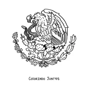 Desenho para colorir do brasao da bandeira do Mexico