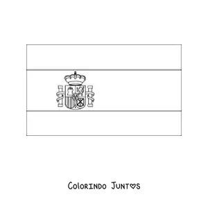 Desenho para colorir da bandeira da Espanha horizontal com brasao facil