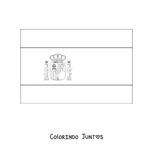Desenho para colorir da bandeira da Espanha horizontal com brasao detalhado