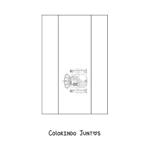 Desenho para colorir da bandeira da Espanha vertical com brasao detalhado