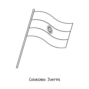 Desenho para colorir da bandeira da Argentina em um mastro