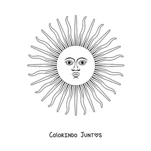 Desenho para colorir do sol da bandeira da Argentina