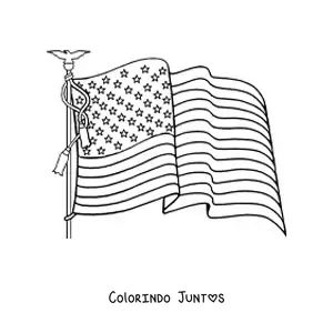 Desenho para colorir da bandeira dos Estados Unidos tremulando em um mastro