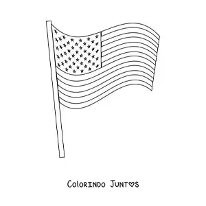 Desenho para colorir da bandeira dos Estados Unidos em um mastro