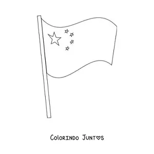 Desenho para colorir da bandeira da China tremulando em um mastro