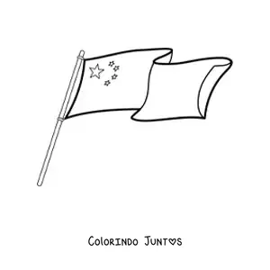 Desenho para colorir da bandeira da China em um mastro