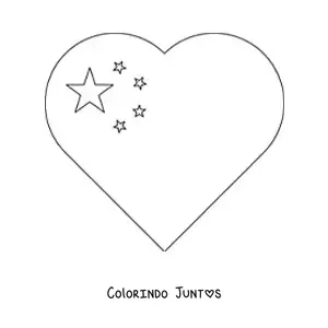 Desenho para colorir de emoji de coracao da bandeira da China