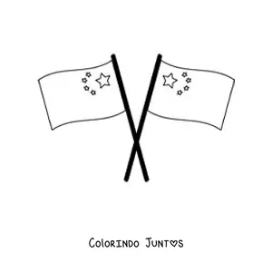 Desenho para colorir de duas bandeiras da China