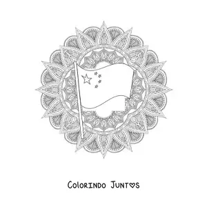 Desenho para colorir da bandeira da China com mandala