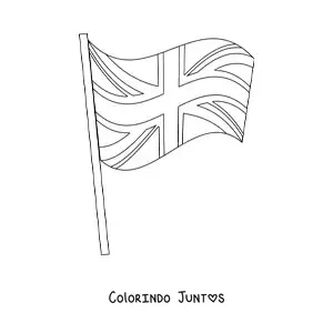 Desenho para colorir da bandeira do Reino Unido tremulando em um mastro