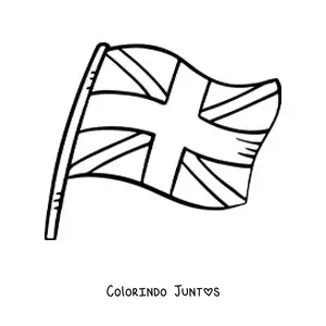 Desenho para colorir da bandeira do Reino Unido em um mastro