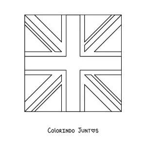 Desenho para colorir da bandeira do Reino Unido em emoji quadrado