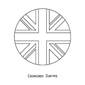 Desenho para colorir da bandeira do Reino Unido em emoji redondo