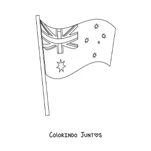 Desenho para colorir da bandeira da Austrália tremulando em um mastro