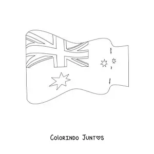 Desenho para colorir da bandeira da Austrália tremulando
