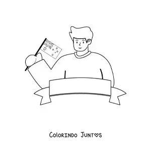 Desenho para colorir de um homem segurando a bandeira da Austrália