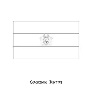 Desenho para colorir da bandeira da Bolívia horizontal com brasão
