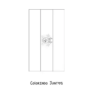 Desenho para colorir da bandeira da Bolívia vertical com brasão