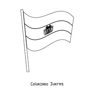 Desenho para colorir da bandeira da Bolívia tremulando em um mastro