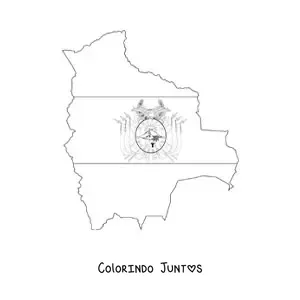 Desenho para colorir da bandeira da Bolívia no mapa