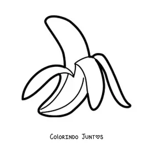 Desenho para colorir de uma banana com meia casca