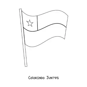 Desenho para colorir da bandeira do Chile tremulando em um mastro