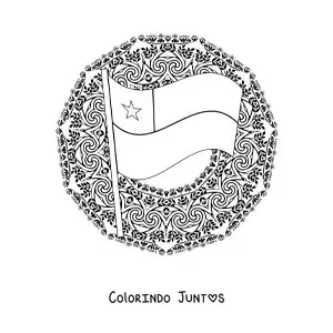 Desenho para colorir da bandeira do Chile com mandala