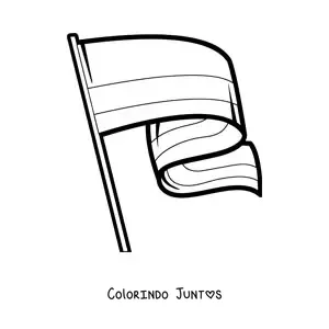Desenho para colorir da bandeira da Colômbia tremulando em um mastro