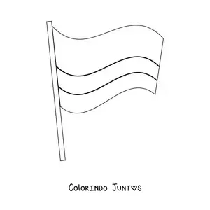 Desenho para colorir da bandeira da Colômbia em um mastro