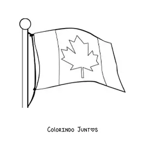 Desenho para colorir da bandeira do Canadá em um mastro