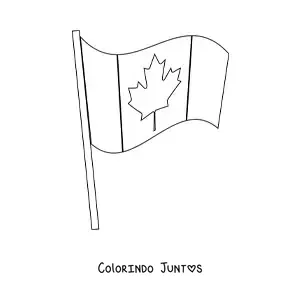 Desenho para colorir da bandeira do Canadá tremulando em um mastro