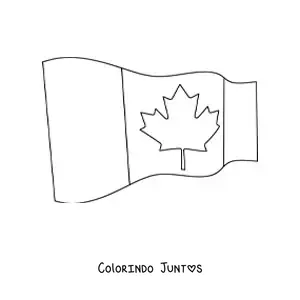Desenho para colorir da bandeira do Canadá tremulando