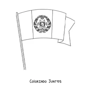 Desenho para colorir da bandeira do Afeganistão tremulando em um mastro