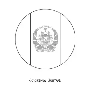 Desenho para colorir da bandeira do Afeganistão em emoji redondo