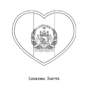 Desenho para colorir da bandeira do Afeganistão em emoji de coração