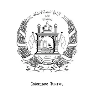 Desenho para colorir do brasão da bandeira do Afeganistão